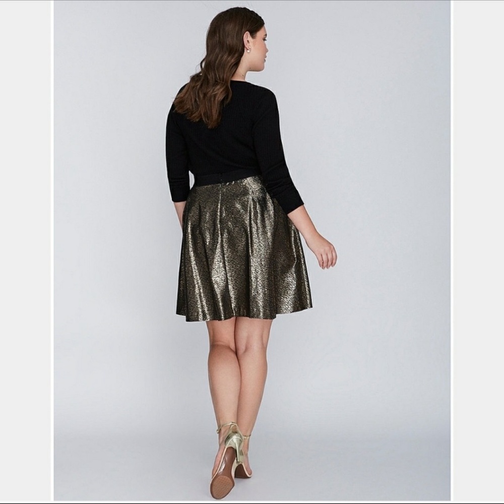NWOT Lane Bryant size 20 Black and Gold Pleated A-Line Skirt